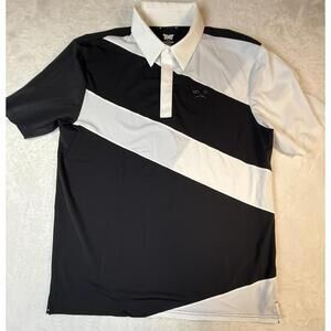 PXG- Golf Polo Shirt White Black Comfort Fit Poly Stretch Parsons Extreme LARGE